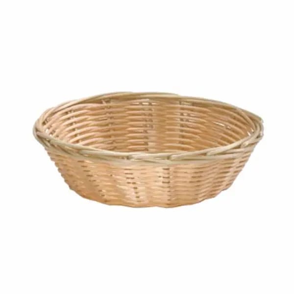 Tablecraft 1177W Natural Round Woven Basket 7" x 2" | Case of 12 — view 1