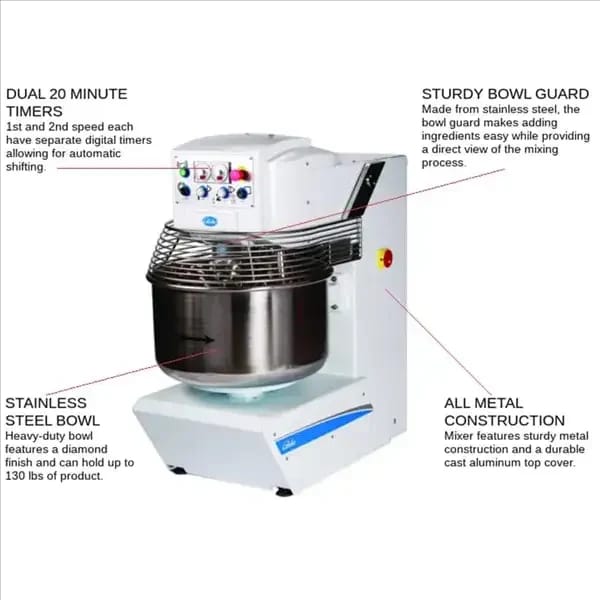 Globe GSM130 Spiral Dough Mixer with Dual Motors — view 7