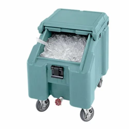 Cambro Slidinglid ICS100L4S401 100 Lb. Slate Blue Mobile Ice Caddy — view 1