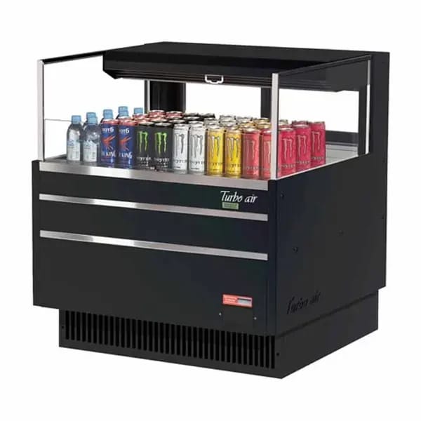Turbo Air TOM-36L-UFD-B-1S-N Black Horizontal Open Display Case Merchandiser 34-3/4"W — view 1