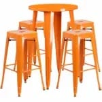 Flash Furniture CH-51080BH-4-30VRT-BL-GG Blue Metal Bar Stool and Table Set with Four Bar Stools — view 6