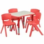 Flash Furniture YU-YCX-0013-2-RECT-TBL-RED-E-GG Red Preschool Activity Table Set with Six Chairs — view 5