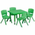 Flash Furniture YU-YCX-0013-2-RECT-TBL-RED-E-GG Red Preschool Activity Table Set with Six Chairs — view 4