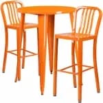 Flash Furniture CH-51090BH-2-30CAFE-BK-GG Black Metal Bar Stool and Table Set with Two Bar Stools — view 4
