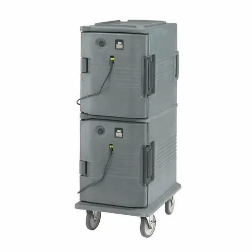 Cambro Ultra Camcart UPCH800191 2-Compartment Granite Gray Heated Food Pan Carrier — view 1