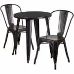 Flash Furniture CH-51090TH-2-18VRT-BK-GG Black Metal Table and Chair Set with Two Chairs — view 3