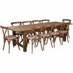 Flash Furniture XA-FARM-17-GG Pecan Wood Farm Table and Chair Set with Four Chairs — view 3