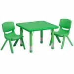 Flash Furniture YU-YCX-0023-2-SQR-TBL-GREEN-E-GG Green Preschool Activity Table Set with Four Chairs — view 4
