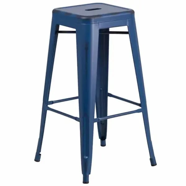 Flash Furniture ET-BT3503-30-AB-GG Antique Blue Galvanized Steel Bar Stool — view 2