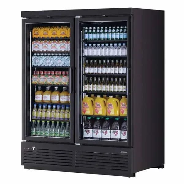 Turbo-Air TJMR-55SDB-N Black 62 cu. ft. 2 Swinging Door Refrigerator Merchandiser 65-1/8"W — view 1