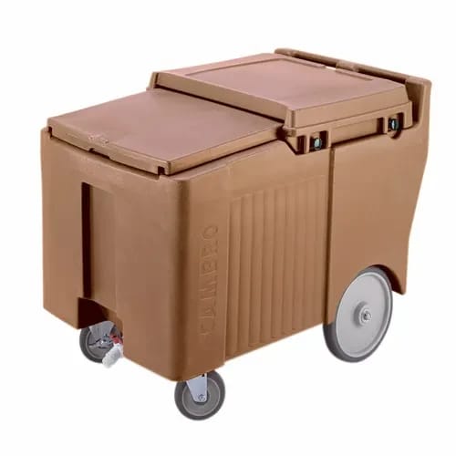 Cambro Slidinglid ICS175LB157 175 Lb. Coffee Beige Mobile Ice Caddy — view 1
