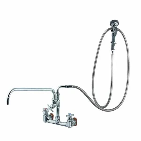 T&S B-0284 Wall Mount Big-Flo Faucet with 12" Swing Spout Nozzle and Spray Valve — view 2