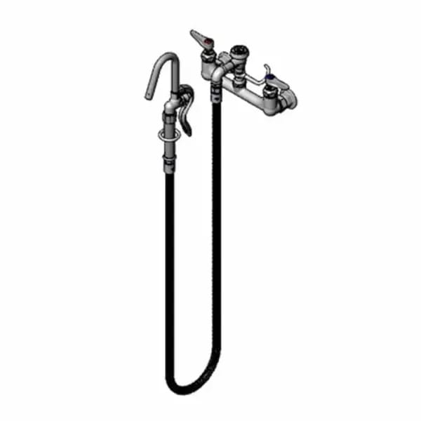 T&S B-0610 8" Wall Mount Pot and Kettle Filler Faucet with 68" Hose — view 1
