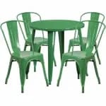 Flash Furniture CH-51090TH-4-18ARM-BK-GG Black Metal Table and Chair Set with Four Chairs — view 4
