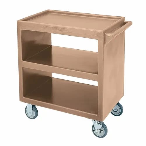 Cambro BC2304S157 3-Shelf 500 Lb. Capacity Coffee Beige Utility Bus Cart — view 2