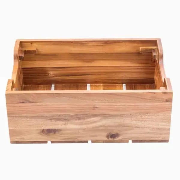 Tablecraft 300101 Half Size Acacia Wood Display Crate 7-3/8" Deep — view 1