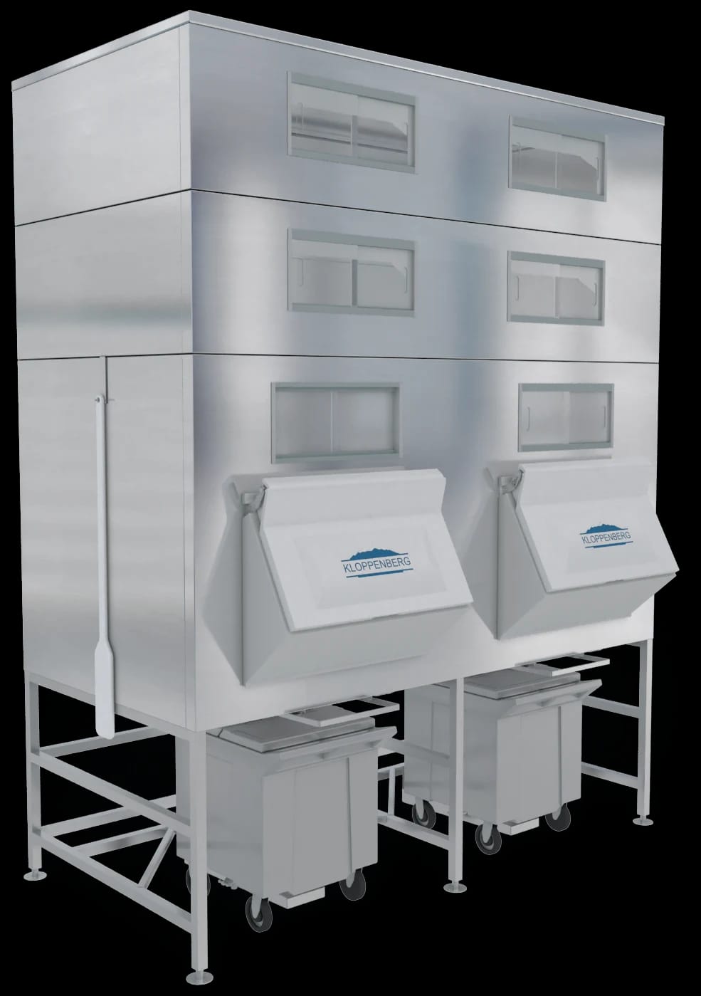 Kloppenberg IFS4800-250 Gravity Dispense Ice Bin 6522 Pound Capacity Stainless Steel Interior Cube, Flake, Nugget Ice Compatibility — view 1