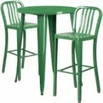 Flash Furniture CH-51090BH-2-30VRT-BL-GG Blue Metal Bar Stool and Table Set with Two Bar Stools — view 3
