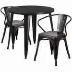 Flash Furniture CH-51090TH-2-18ARM-BL-GG Blue Metal Table and Chair Set with Two Chairs — view 3