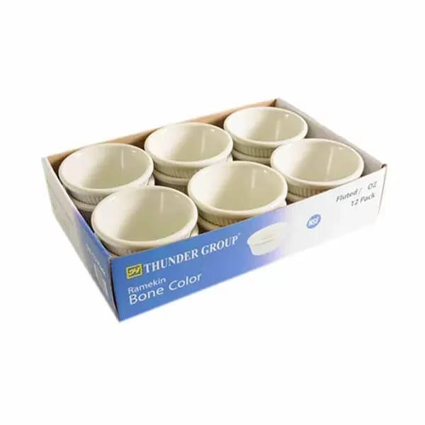 Thunder Group ML532B1R Bone 4 oz. Fluted Melamine Ramekin | Pack of 12 — view 1