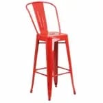 Flash Furniture XU-DG-TP0004-24-WD-GG Silver Galvanized Steel Bar Stool with Wood Seat — view 3