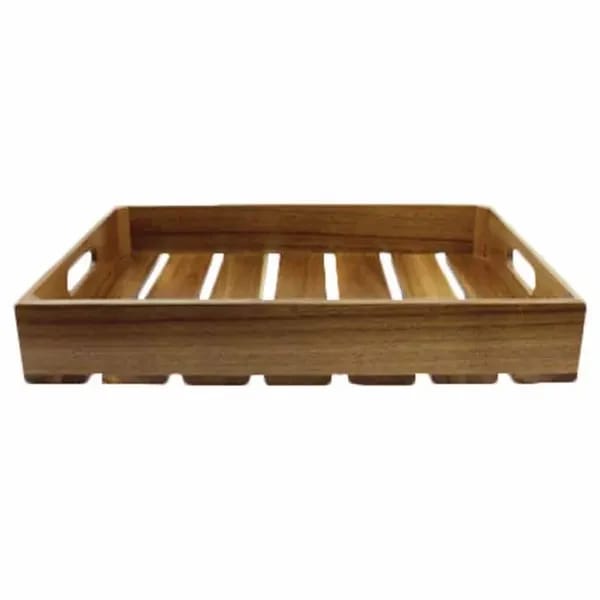 Tablecraft CRATE114 Full Size Brown Wood Display Crate 4-1/4" Deep — view 2