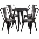 Flash Furniture CH-51080TH-4-18VRT-BQ-GG Black and Antique Gold Metal Table and Chair Set with Four Chairs — view 6
