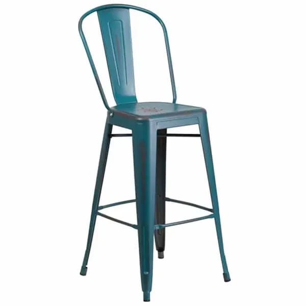 Flash Furniture ET-3534-30-KB-GG Kelly Blue Galvanized Steel Bar Stool — view 2