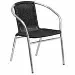 Flash Furniture CH-31270-BK-WD-GG Black Galvanized Steel Armchair with Wood Seat — view 5