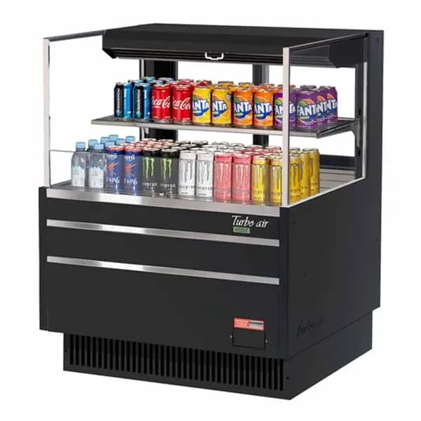 Turbo Air TOM-36L-UFD-B-2S-N Black Horizontal Open Display Case Merchandiser 34-3/4"W — view 1
