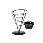 Tablecraft H711372 Chrome Plated Metal Meranda Oval Basket with Integrated Ramekins 13" x 7" x 2 — view 4