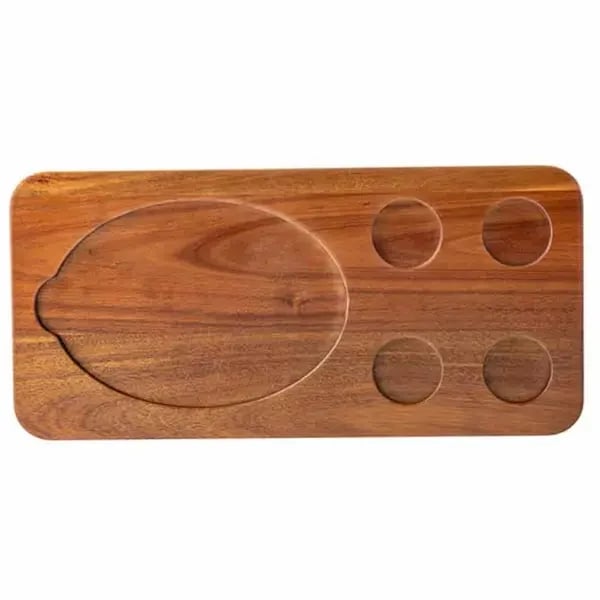 Tablecraft 10709 Acacia Wood Rectangular Fajita Serving Board 18-1/2" x 8-3/4" x 3/4