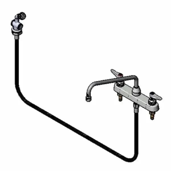 T&S B-1172-01 8" Deck Mount Workboard Faucet with 12" Swing Spout Nozzle and Spray Hose