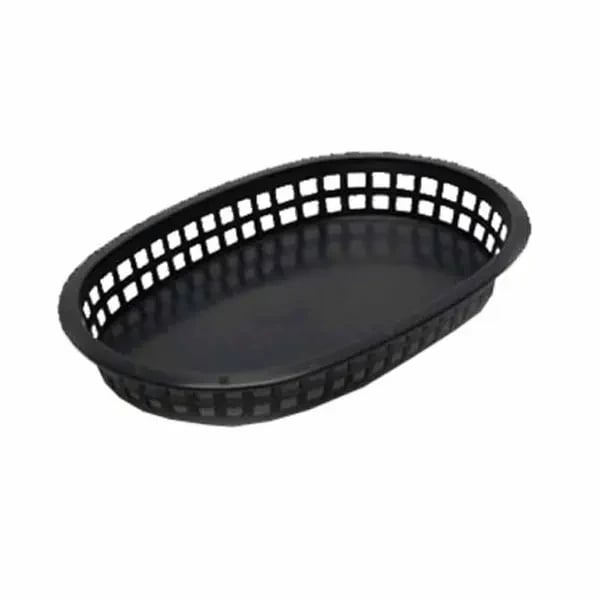 Tablecraft 1076BK Black Oval Chicago Platter Basket 10-1/2" x 7" x 1-1/2 | Case of 36