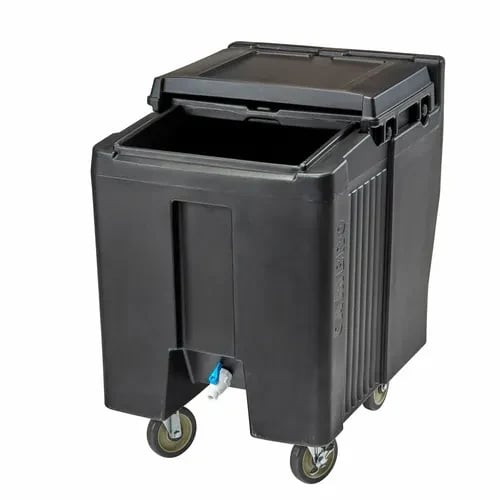 Cambro Slidinglid ICS125T110 125 Lb. Black Mobile Ice Caddy