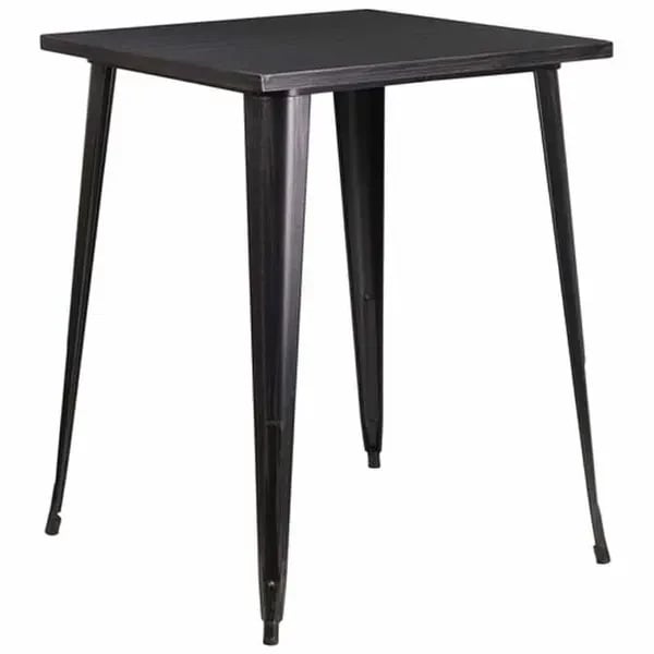 Flash Furniture CH-51040-40-BQ-GG Square Bar Height Metal Black and Antique Gold Table