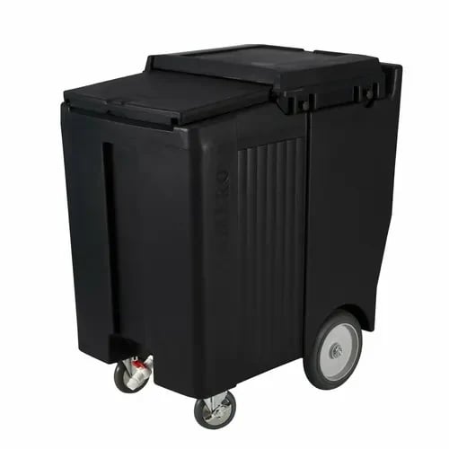 Cambro Slidinglid ICS200TB110 200 Lb. Black Mobile Ice Caddy