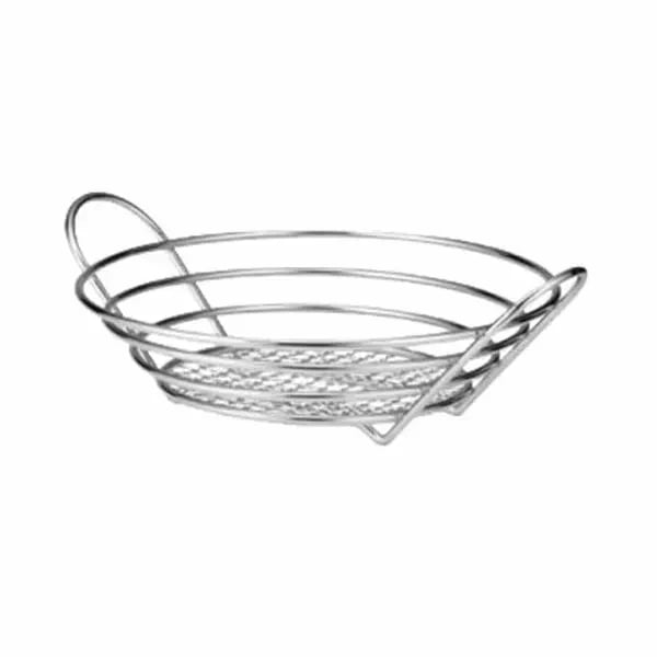 Tablecraft H7175 Round Chrome Plated Metal Basket 12" x 3-1/2"