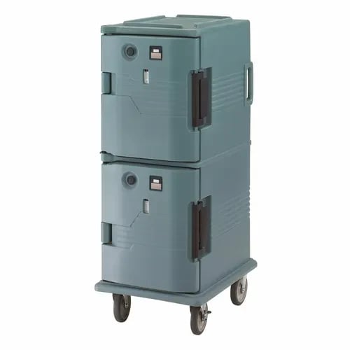 Cambro Ultra Camcart UPCH800401 2-Compartment Slate Blue Heated Food Pan Carrier