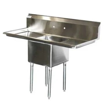 Serv-Ware E1CWP18182-18 One-Compartment Underbar Sink 18" x 18" Bowl with 18" Drainboard