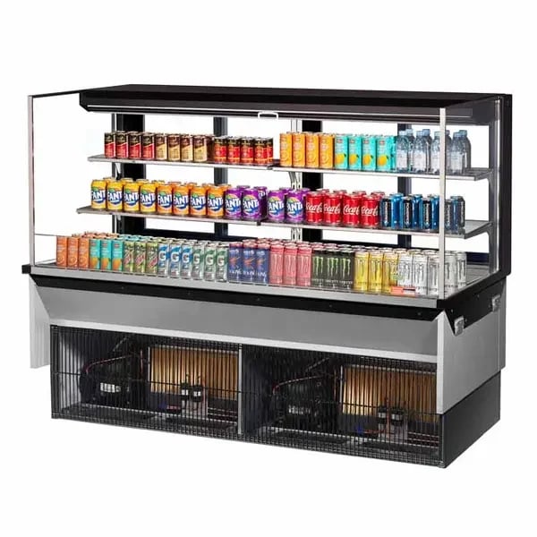 Turbo Air TOM-72L-UFD-B-3SI-N Black Drop-In Open Display Case Merchandiser 71-7/8"W
