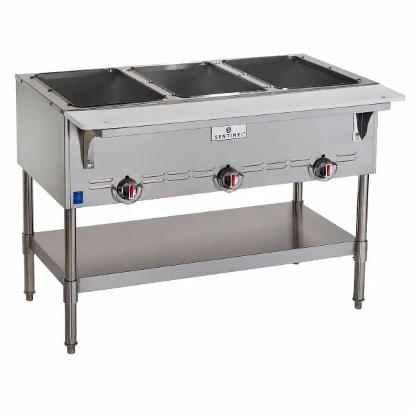 Sentinel SN-GBM-3NG 3-Well Natural Gas Hot Food Steam Table 44-1/2"W