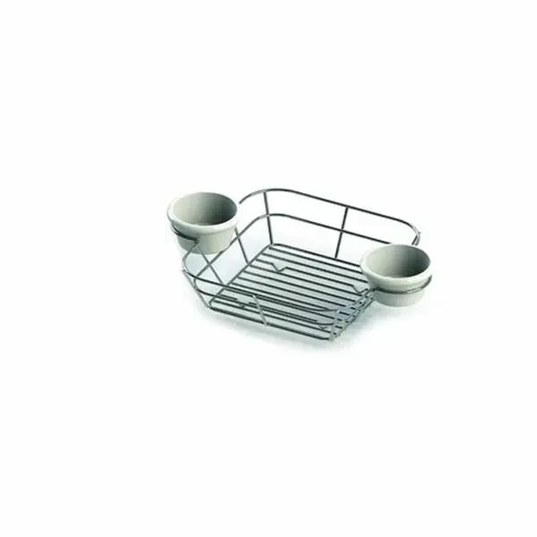 Tablecraft H711172BK Black Metal Meranda Square Basket with Integrated Ramekins 11" x 7" x 2
