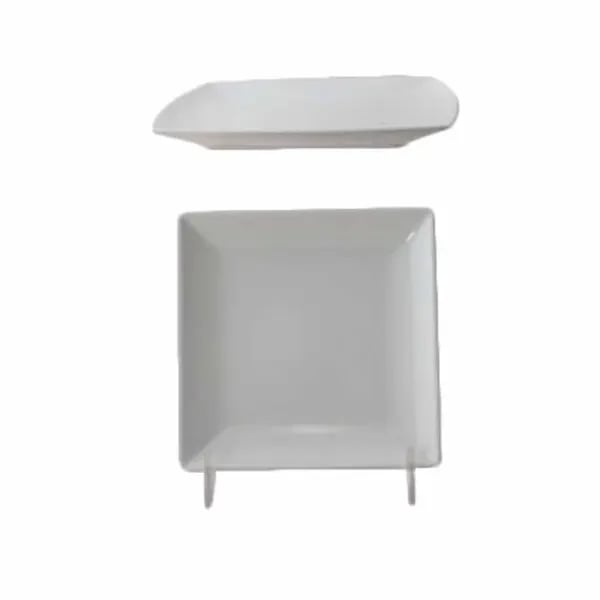 Thunder Group 29004WT Classic White 4-1/2" x 4-1/2" Square Melamine Plate | Case of 12
