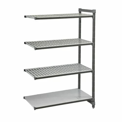 Cambro Camshelving EA215464VS4580 4-Shelf Polypropylene Brushed Graphite Add-On Shelving Unit 54"W X 21"D X 64"H