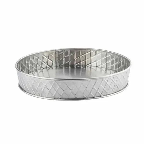 Tablecraft 10034 Lattice Stainless Steel Round Platter 8-1/8" Diameter x 1-1/2"