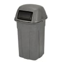 Toter SHL50-90763 50 Gallon Slimline Graystone Square Trash Container with Hinged Dome Lid