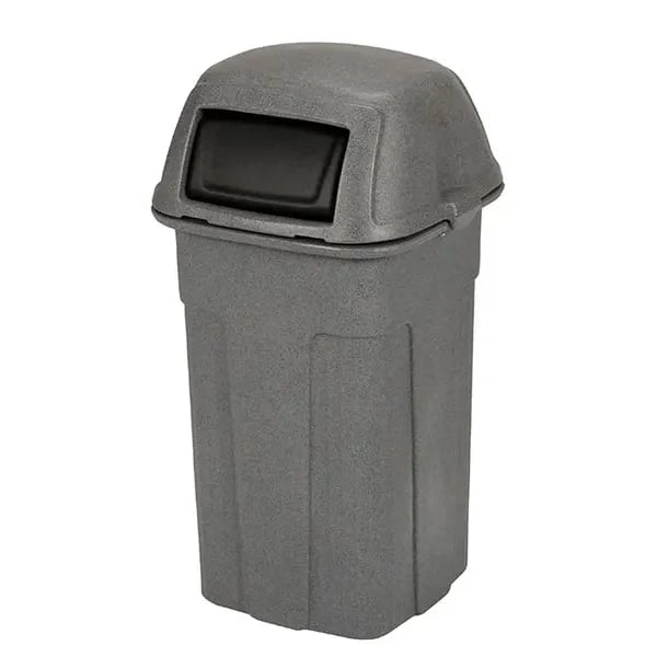General Electric Reverse Osmosis Parts — Toter SHL50-90763 50 Gallon Slimline Graystone Square Trash Container with Hinged Dome Lid