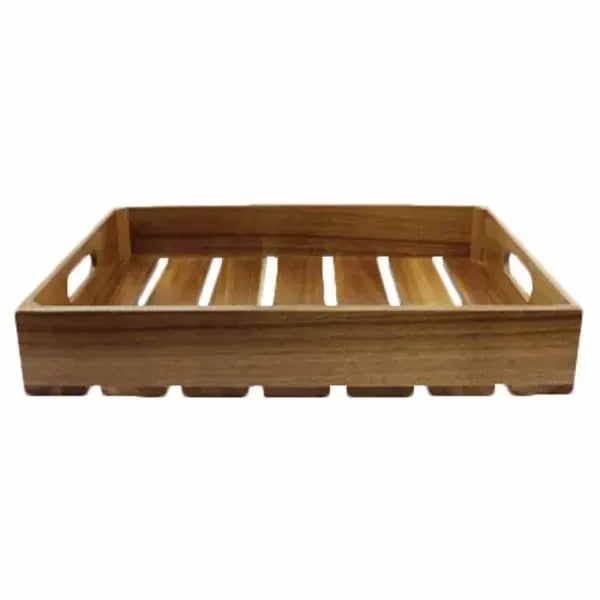 Tablecraft CRATE124 Half Size Brown Wood Display Crate 4-1/4" Deep