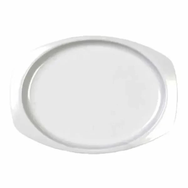 Thunder Group NS209W NuStone White 9-1/2" x 6-3/4" Rectangular Melamine Platter | Case of 12